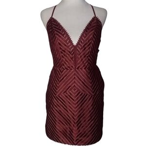Revolve X By NBD Burgundy Strappy Illusion Detail Mini Dress‎ Size Small